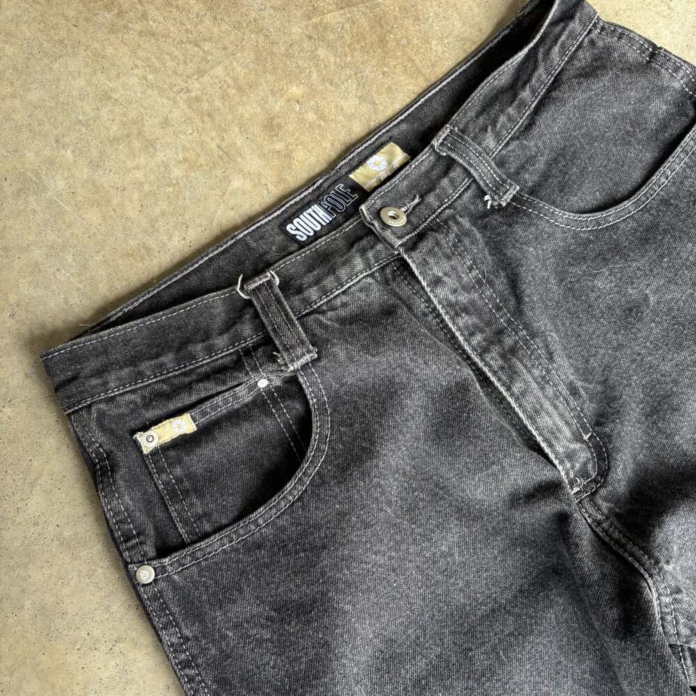 Southpole Y2K Vintage Black Baggy Wide Leg Cargo Skater Jeans - Picture 4 of 6